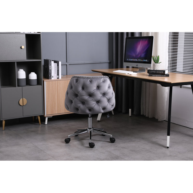 Chaise de travail en velours Julie, gris