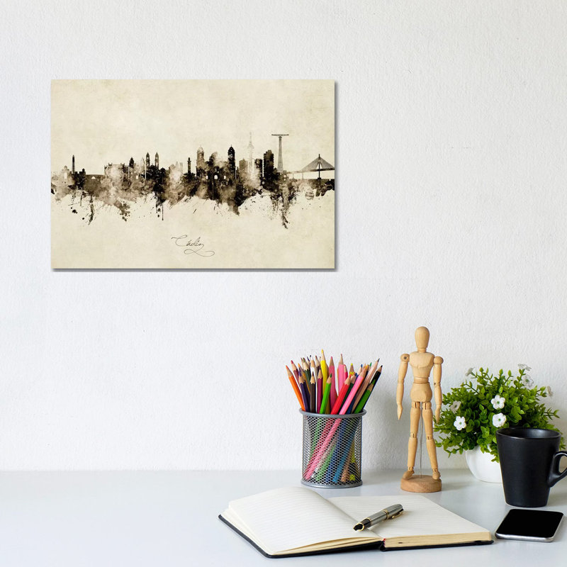 Cadiz Spain Skyline Vintage by Michael Tompsett - Wrapped Canvas Gallery-Wrapped Canvas Giclée, 20.32 cm H x 30.48 cm W