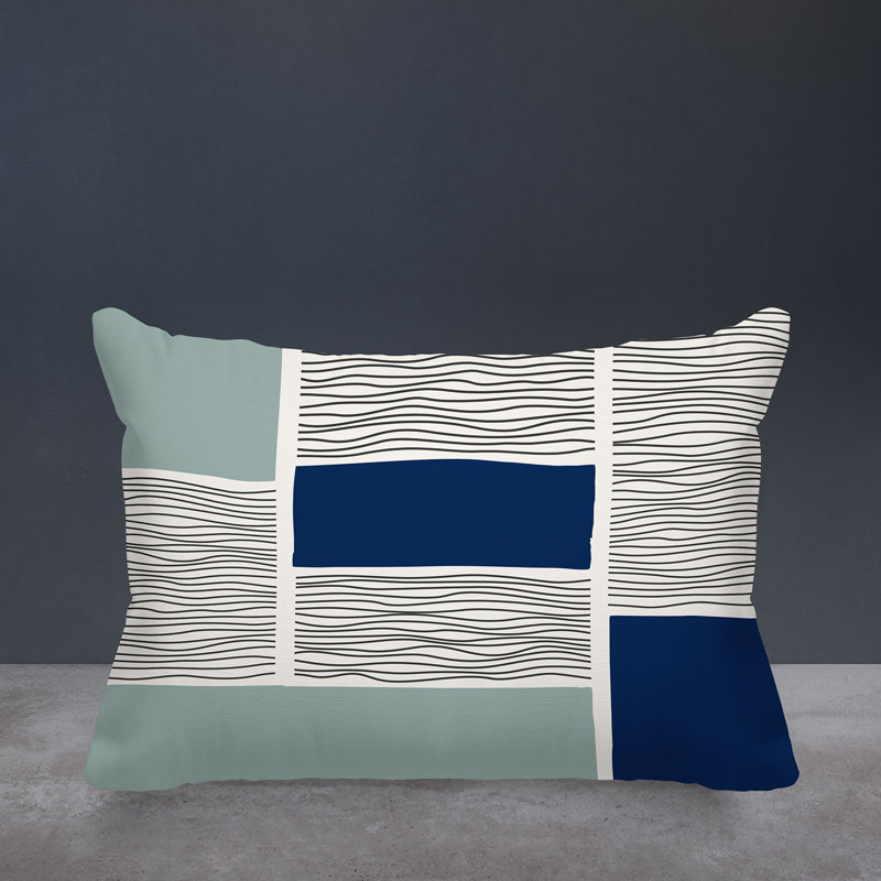 Coussin intérieur / extérieur Rapu, Gris / bleu marine