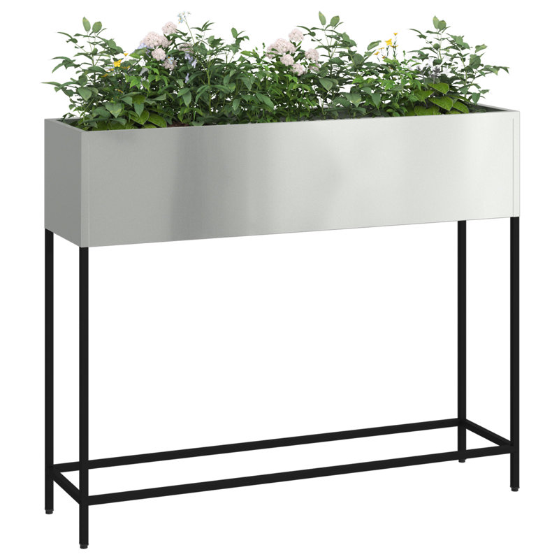 Elevated Planter, Silver, 82cm H x 100cm W x 26cm D
