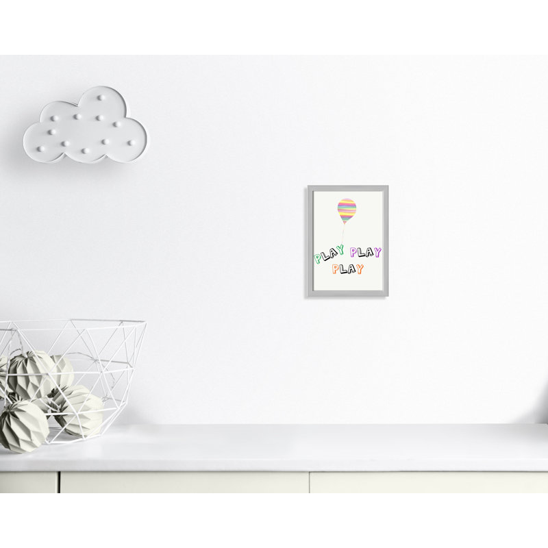 Play Play Play, impression sur papier, H 14 po x l 10 po x P 1,18 po, Encadré de boîte argent