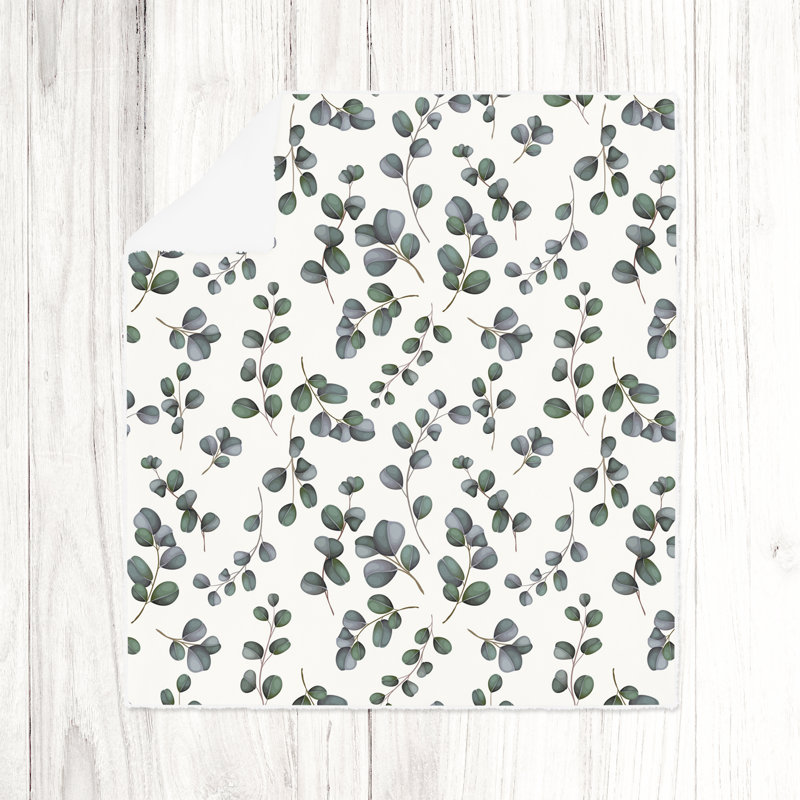 Throw Blanket, 68" W x 80" L, Floral, Gray/White