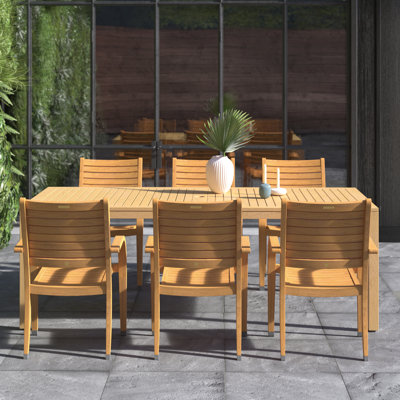 Anautica 6 - Person Wood Patio Dining Set with Rectangular Table
