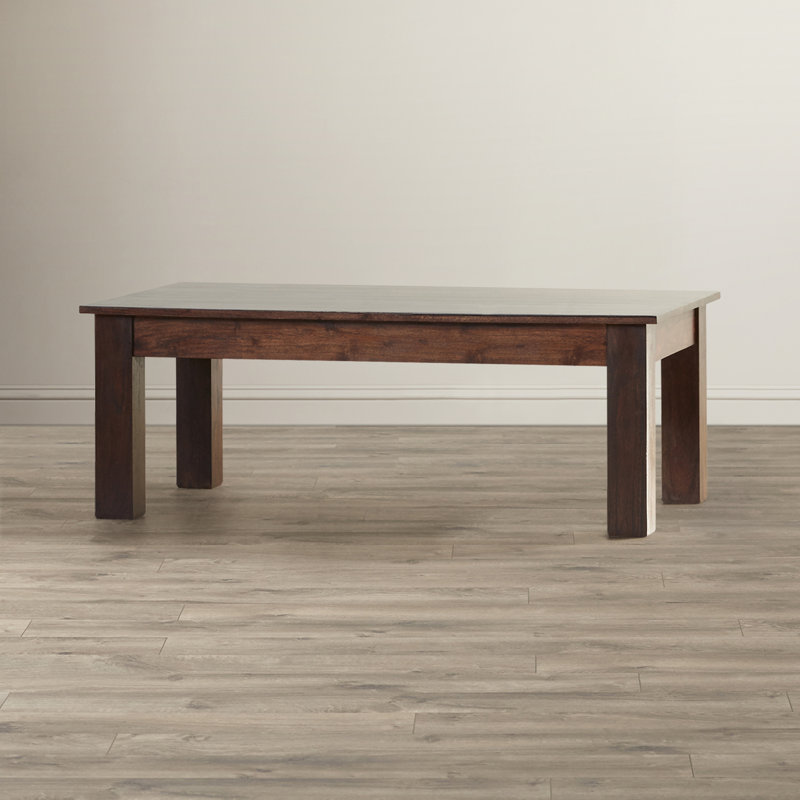 Plumville Solid Wood Four Leg Coffee Table, Dark Wood