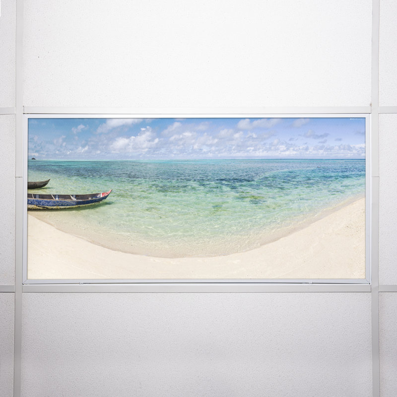Beach Classroom Fluorescent Light Covers for Ceiling Lights - For 2x4 Light Fixture - by Octo Lights