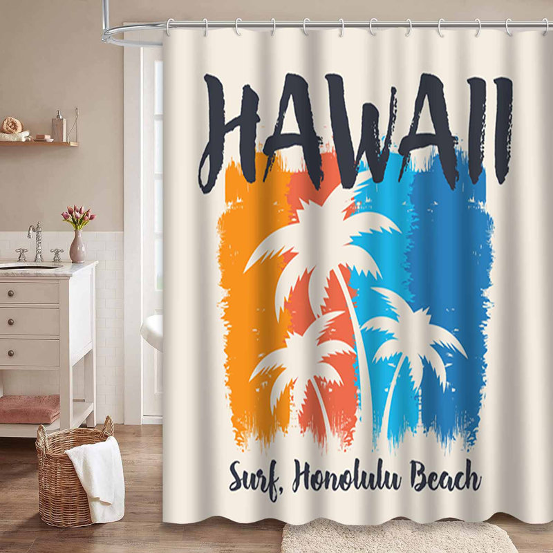 Rideau de douche imperméable à l'eau Grunge Beach Banner Bath avec 12 crochets, L 72 po x l 84 po