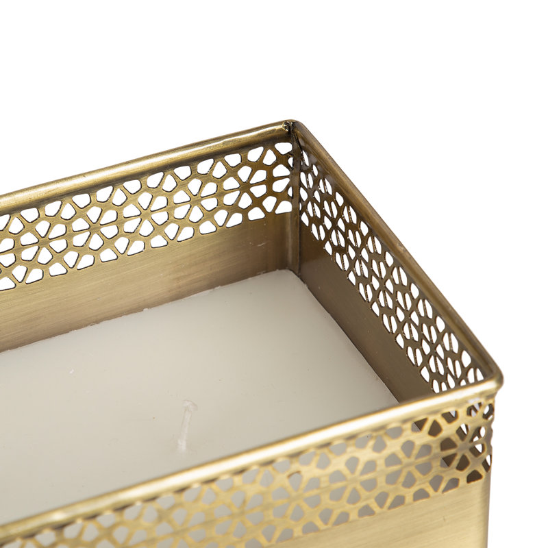 Robena Rectangle Unscented Candle with Metal Vessel