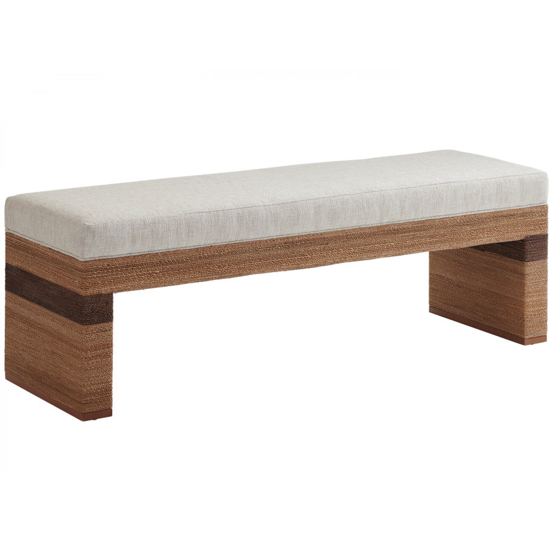 Rosemead Seagrass Wicker 3-Seater Bench with White Polyester Cushion