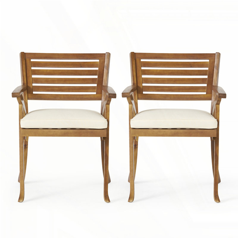 Chaise de salle à manger en bois avec coussins (ensemble de 2)