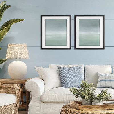 Hampton Mist Gradient 2pc Framed Print Under Glass Set, design by Grace Popp