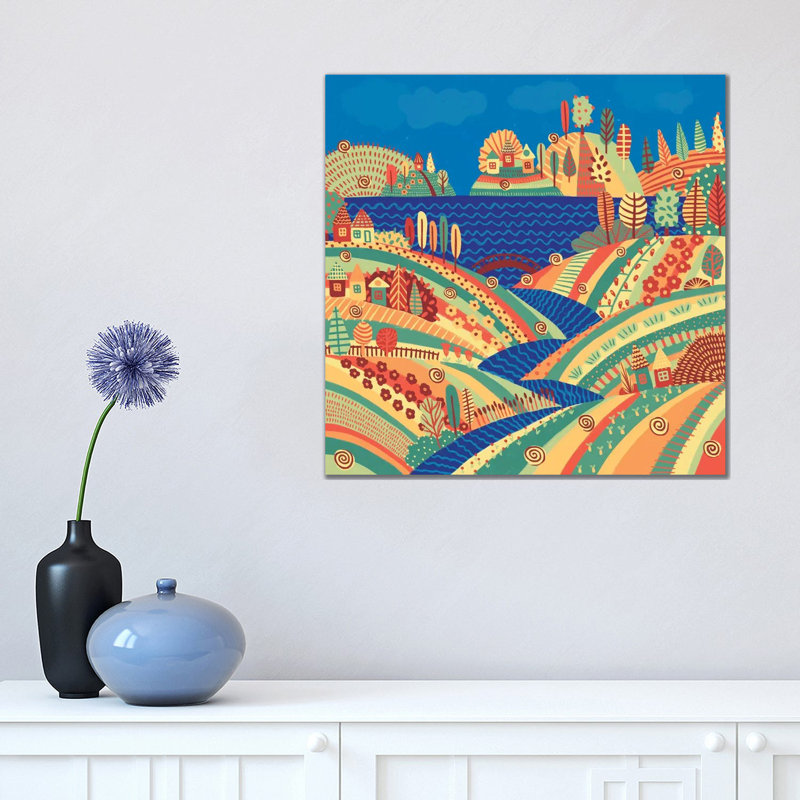 Village On The Hill by Alisa Galitsyna - Wrapped Canvas Print, 45.72 cm H x 45.72 cm W x 1.91 cm D