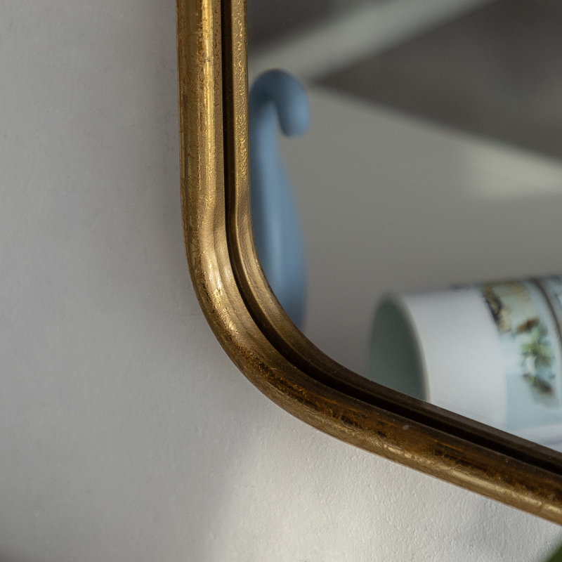 36"×16" Longmeadow Vintage Rectangular Gold Metal Framed Flat Wall Mounted Mirror For Bedroom&Living Room				, 36" x 16"