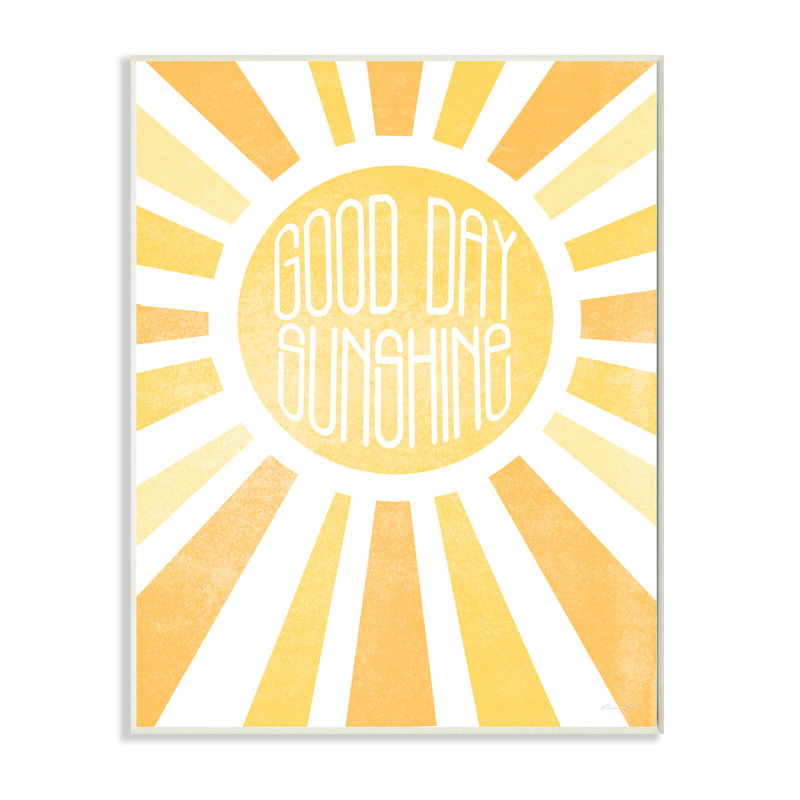Bonne journée avec rayons de soleil jaune vif, Plaque murale, H 15 po x l 10 po x P 0,5 po