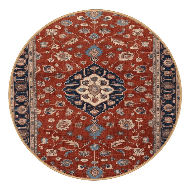 Tapis brun lavable à la machine, Rond 8 pi