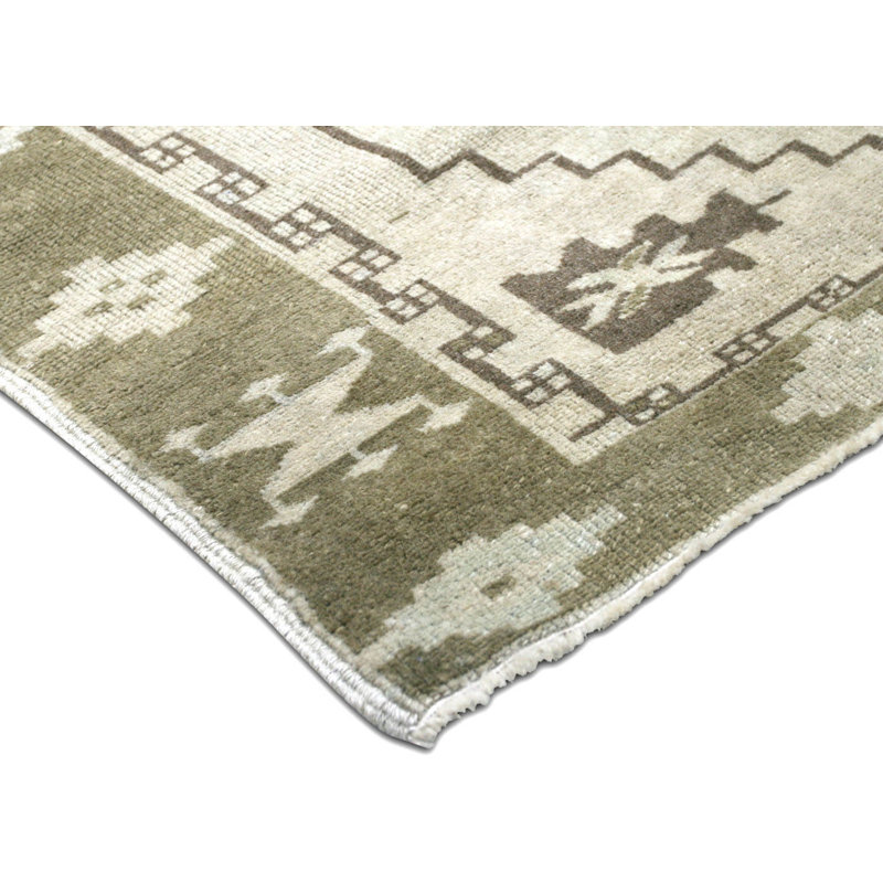 One-of-a-Kind Hand-Knotted 1960s 3'9" x 12'9" Runner Wool Area Rug in Beige
