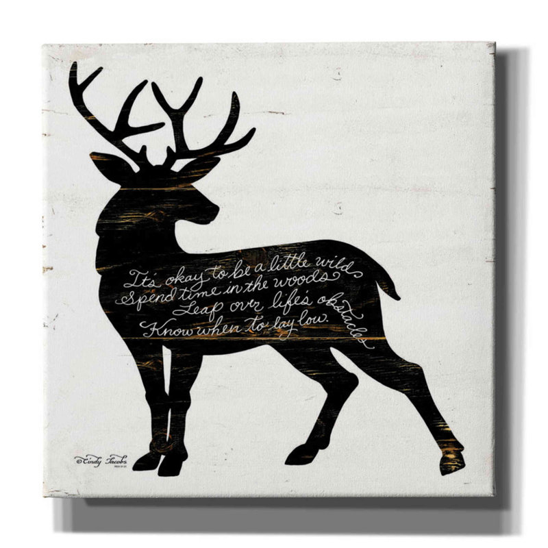 Willard Deer en noir par Cindy Jacobs, H 12 po x l 12 po x P 0,75 po
