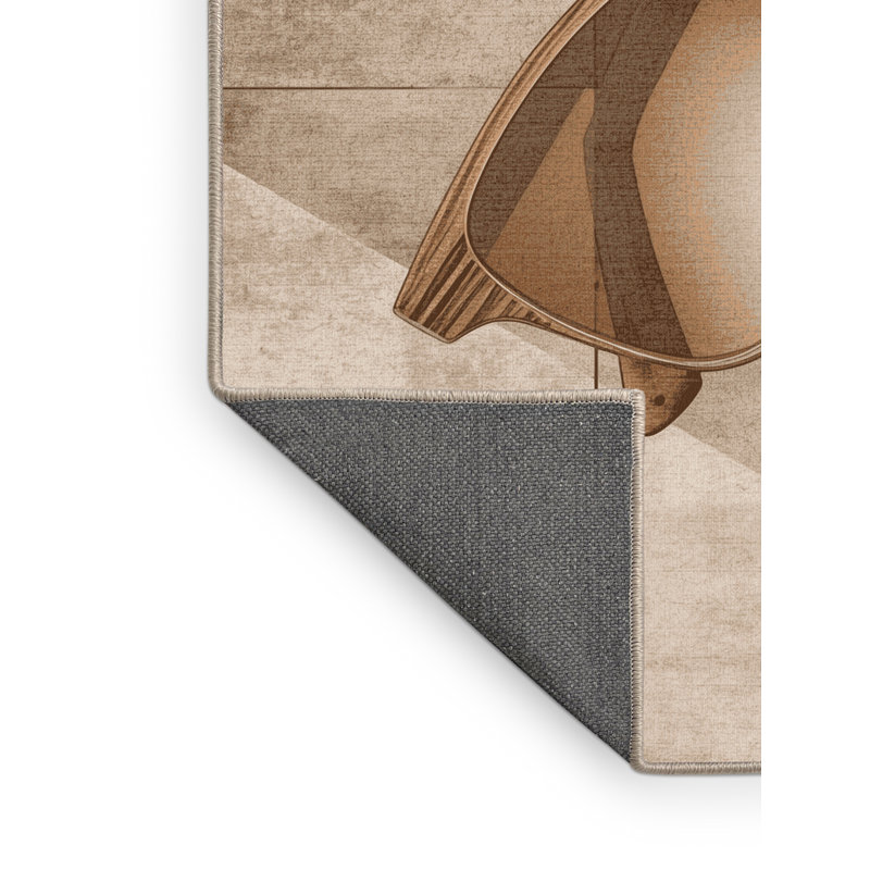 Tapis beige moelleux moelleux et moderne - reliure beige, 4 x 2