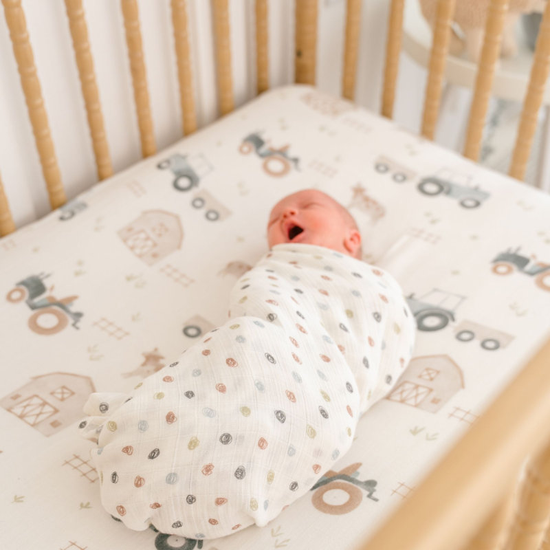 2-pc. Tractor/Dot Swaddle Set