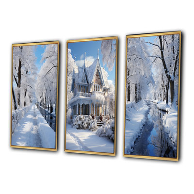 «Winter Snowy Serenity», 3 pièces sur toile