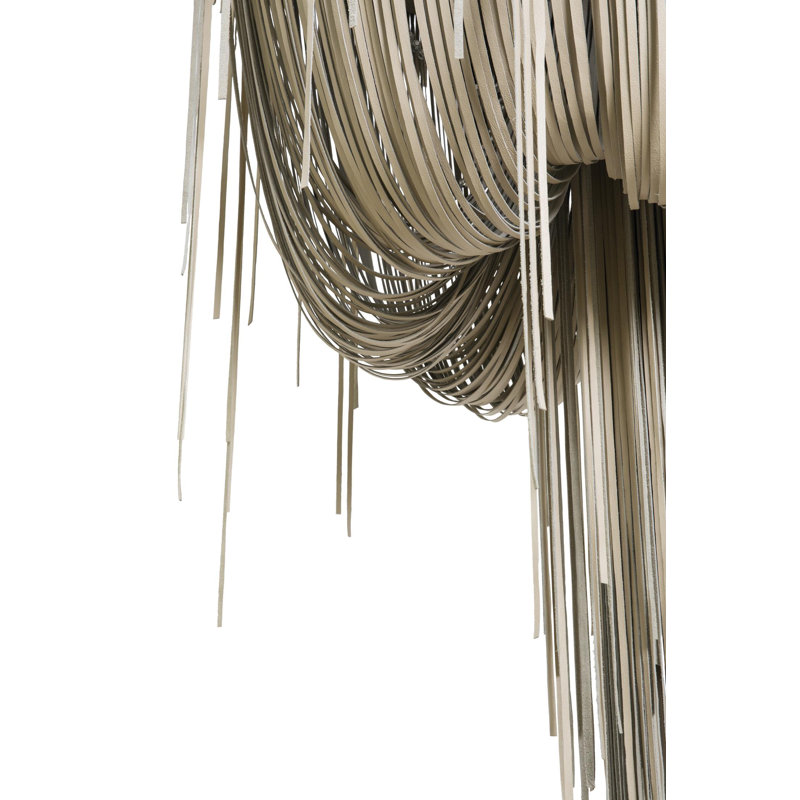 Leather Fringe Chandelier, 79" H x 48" W x 48" D, 6
