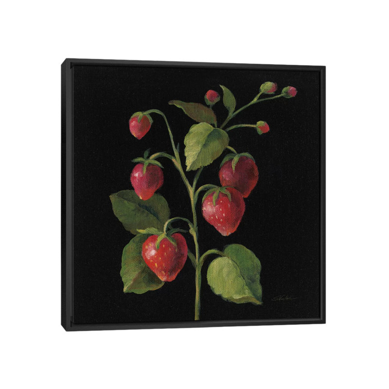 « french fruit series : fraise », reproduction d’art sur toile, H 26 po x l 26 po x P 1,5 po, Toile avec cadre noir, Non mat
