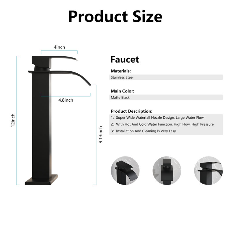 22'' L Bathroom Sink, Matte Black