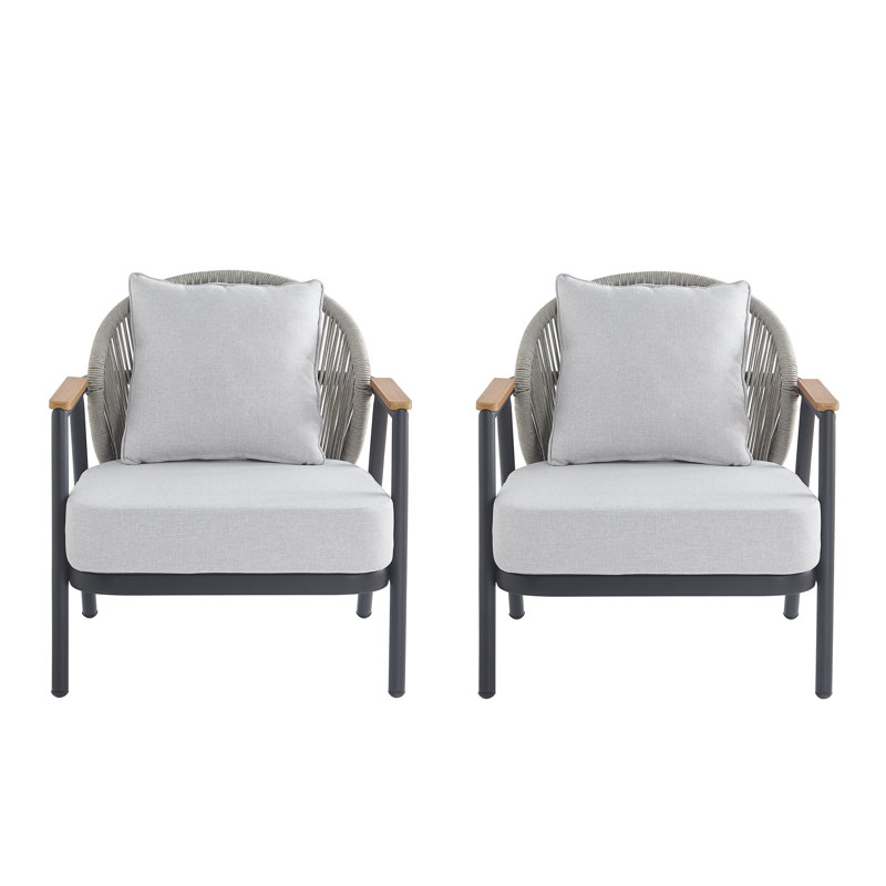 Manzanares Outdoor Rope Accent Chairs, Light Gray, Dark Gray/Brown