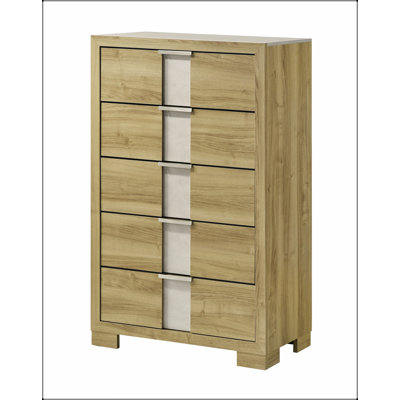 Commode haute en bois flotté de 1 pièce avec cinq tiroirs, parfaite pour les solutions de rangement modernes et rustiques