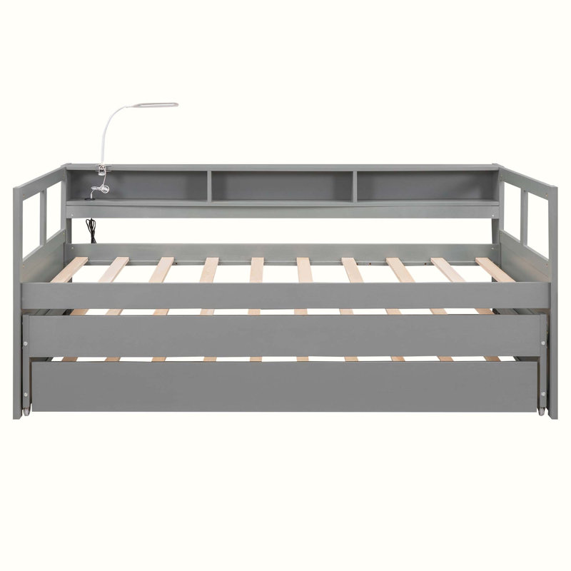 Lit plateforme simple avec rangement Gadi, gris