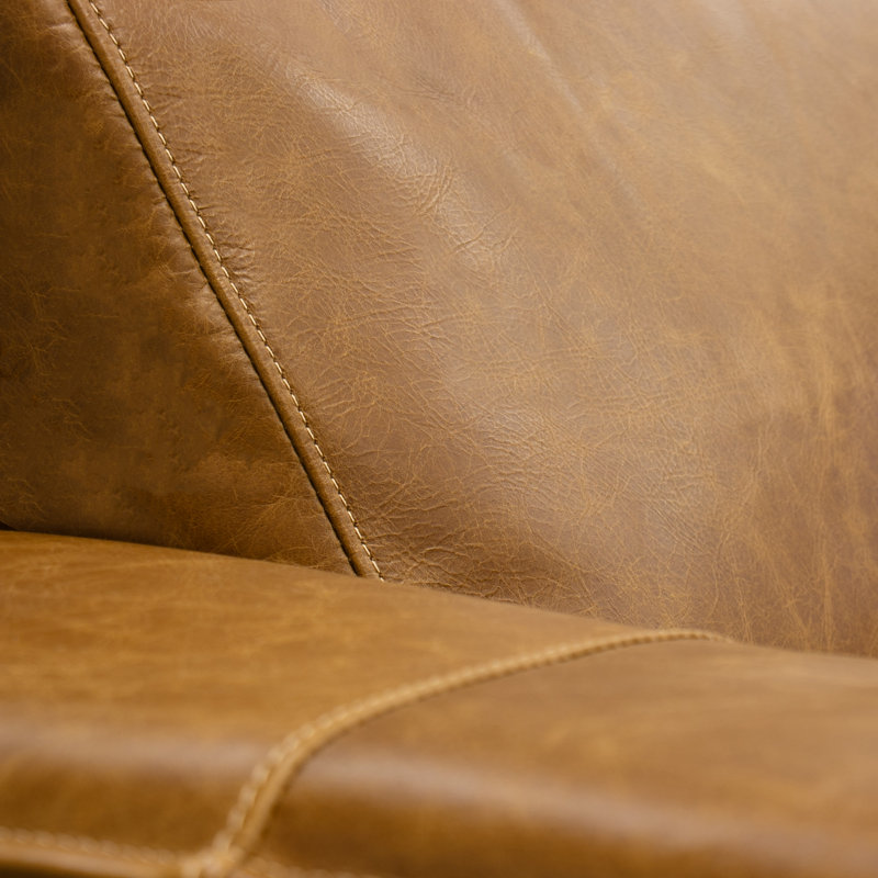 Hudson 88" Top Grain Leather Sofa, 3-Seat Couch with Solid Wood Frame