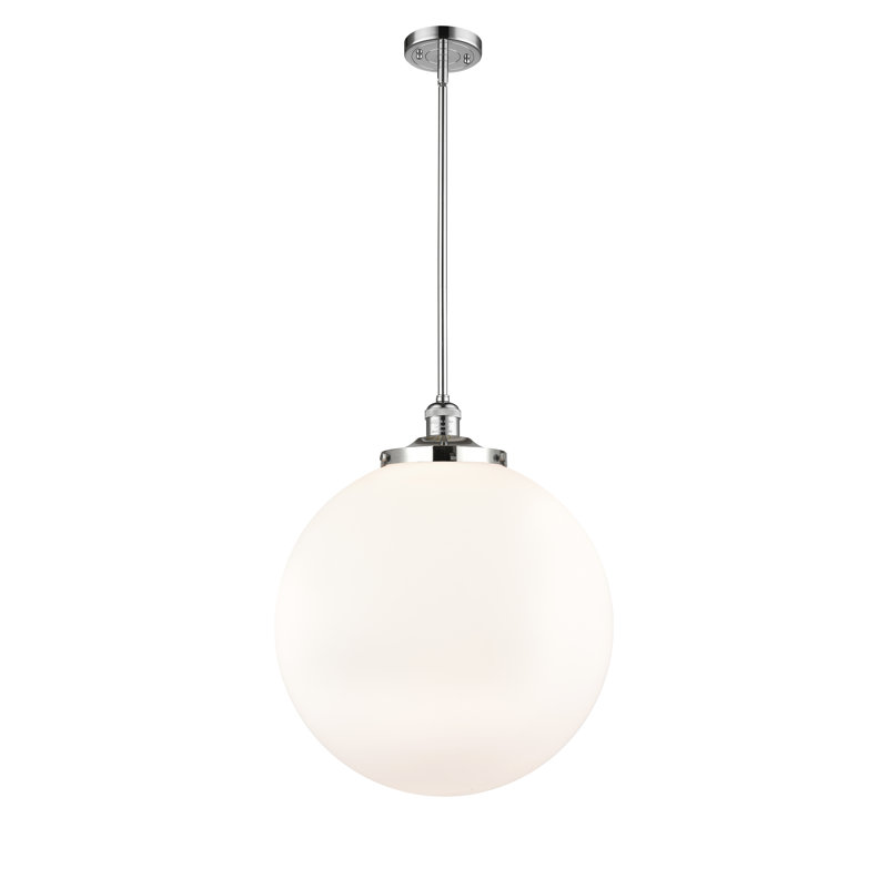 Luminaire suspendu simple à 1 lumière Beacon, Chrome poli, Blanc mat