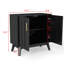 Buffet Mid-Century moderne cannelé avec tablettes réglables et pieds en bois massif-1621179976