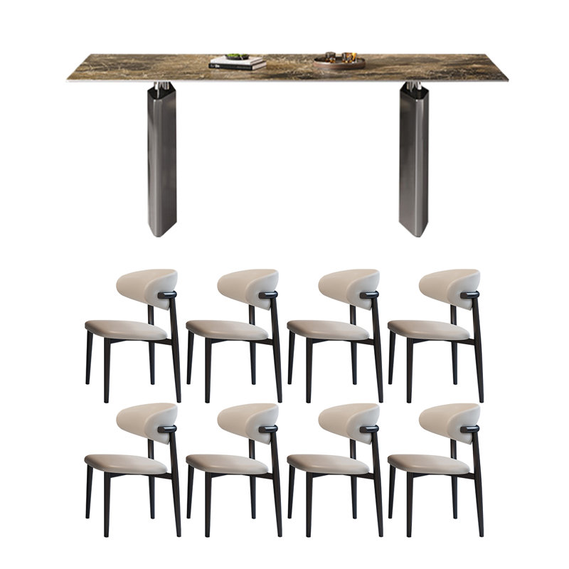 Modern simple rectangular high-end table and chair