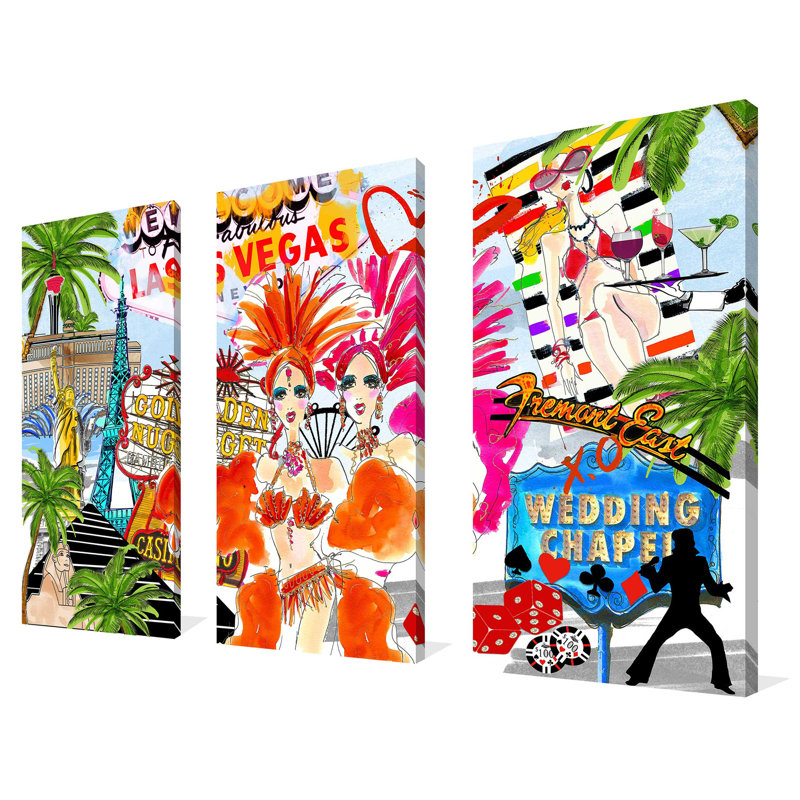 "Take Me To Las Vegas" par Jodi, ensemble de 3 impressions sur toile
