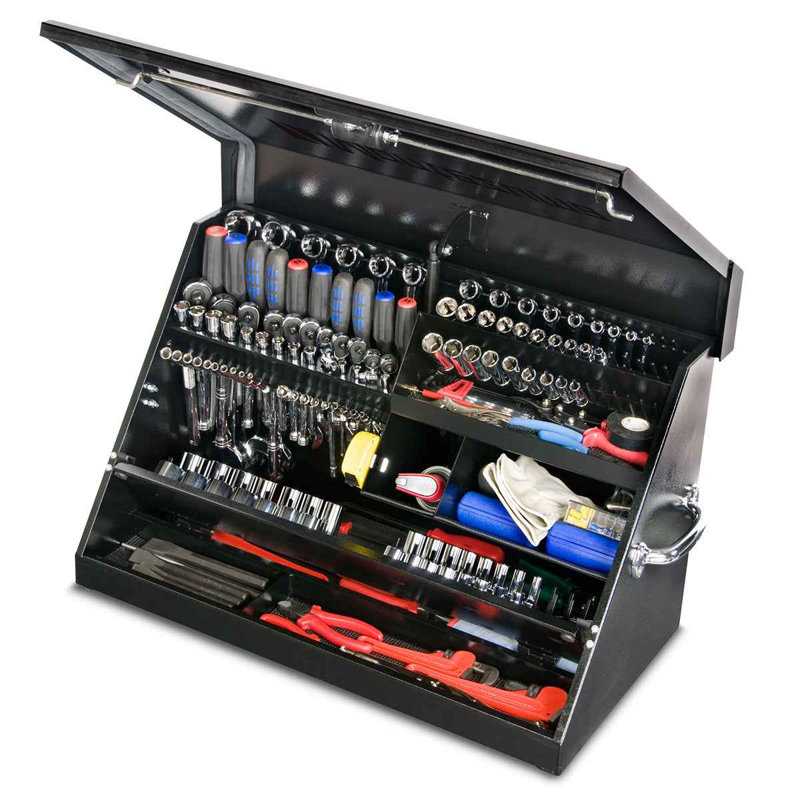 Boîte à outils triangulaire Montezuma 30" x 15" (acier, noir)