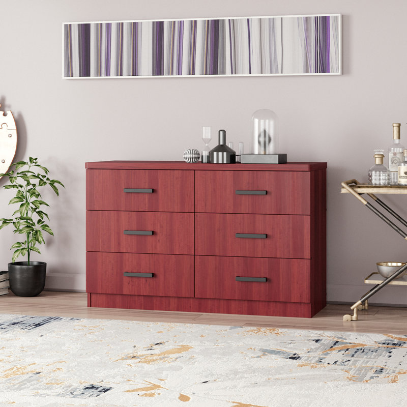 Commode 6 tiroirs Barstis, Acajou