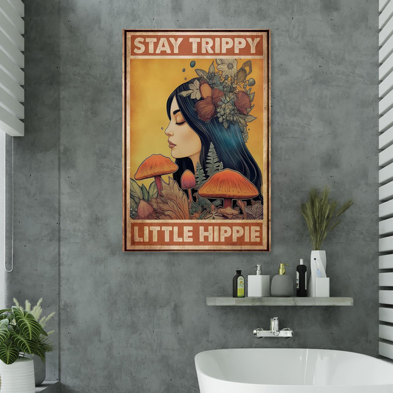 «Stay Trippy Little Hippie Woman», impression sur toile tendue, L 11 po x H 14 po