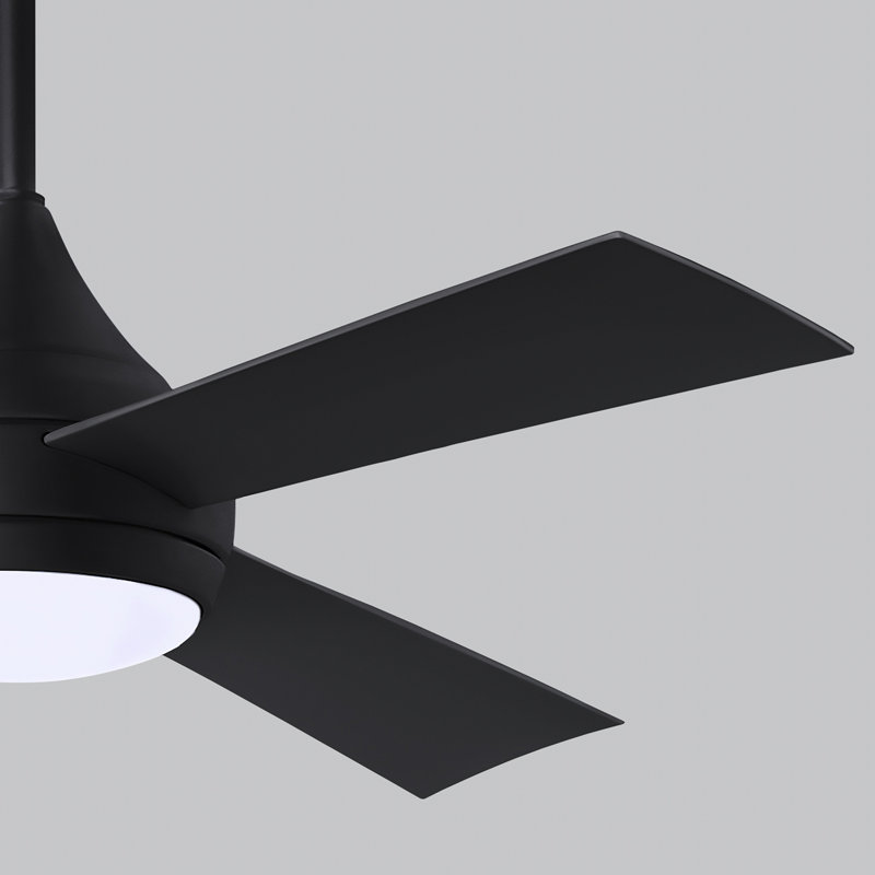 Donaire LED Outdoor Downrod Ceiling Fan, Matte Black, Matte Black
