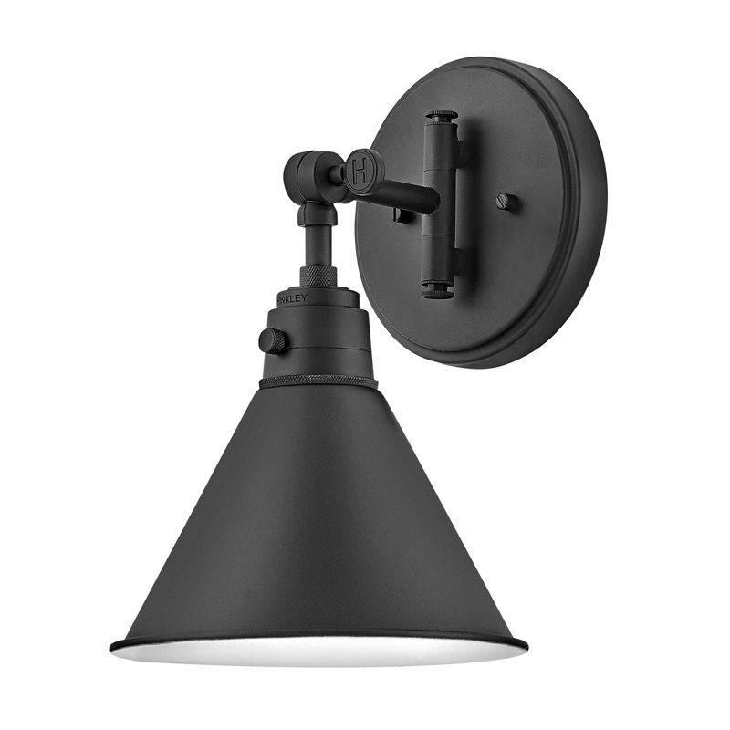 Arti 7.75-in Swing Arm Single Light Wall Sconce with On/Off Switch, Black