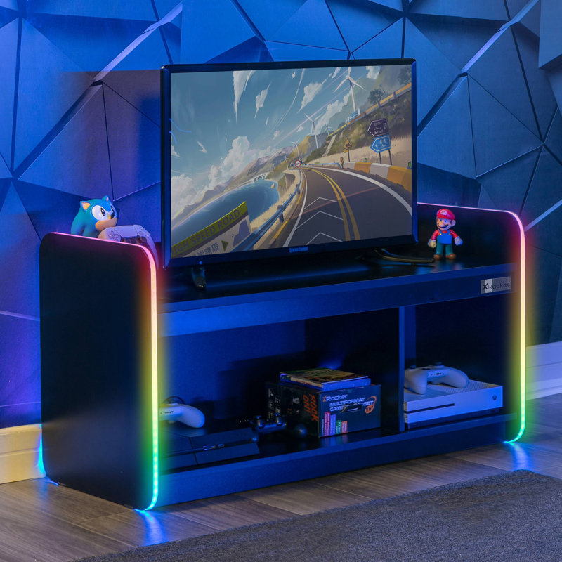 X Rocker Electra TV Media Unit with Neo Motion SYNC App Controlled LED Lights - Black, White
