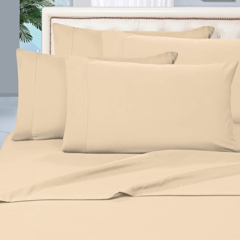 Ensemble de draps en polyester 1500 fils, Beige, Ensemble de draps pour lit double