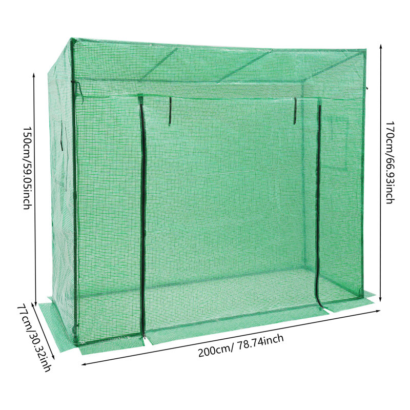 66.9X78.4X30.3” Green House Kit With Window, Green