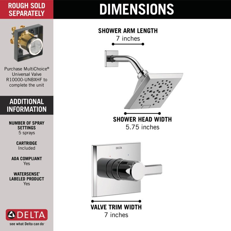 Pivotal 14 Series Shower Faucet with H2okinetic Technology, Chrome
