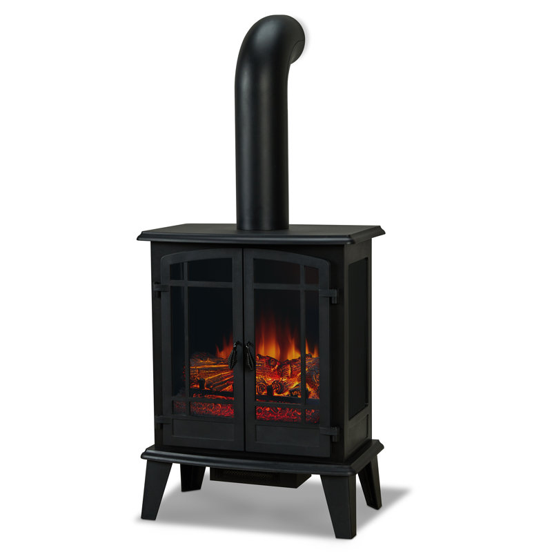 Foster Black Metal Free-Standing Electric Fireplace with Mantel