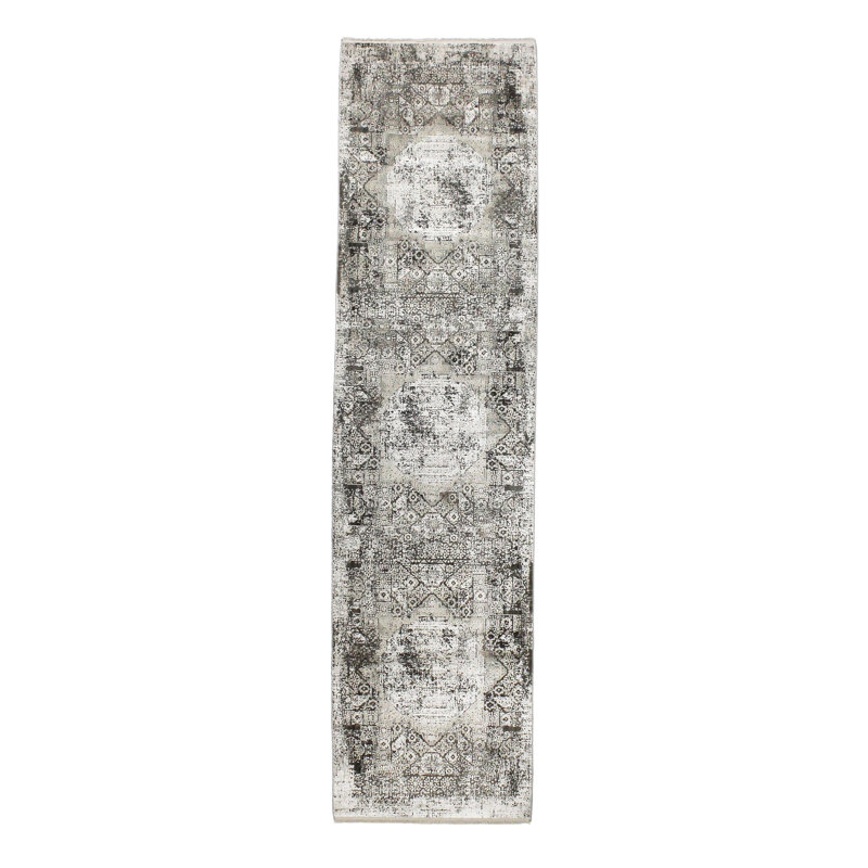 Chemin de table turc anatolien blanc cassé et argenté 3 x 10