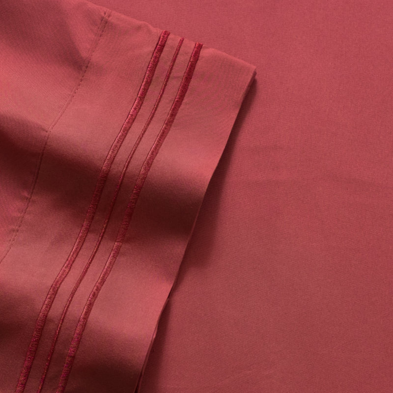 Luxurious Classic Soft Solid 1800 Series Microfiber Sheet Set, Various Colors and Sizes, Burgundy, RV Short Queen