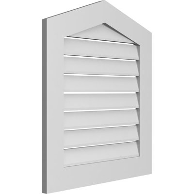 Peaked Top Surface Mount Signature Urethane Functional Gable Vent 4/12 Pitch, Primed Tan