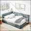 Structure de lit rembourrée capitonnée, canapé-lit avec dossier confortable et accoudoirs pour une utilisation polyvalente dans la chambre à coucher ou le salon-1083451955