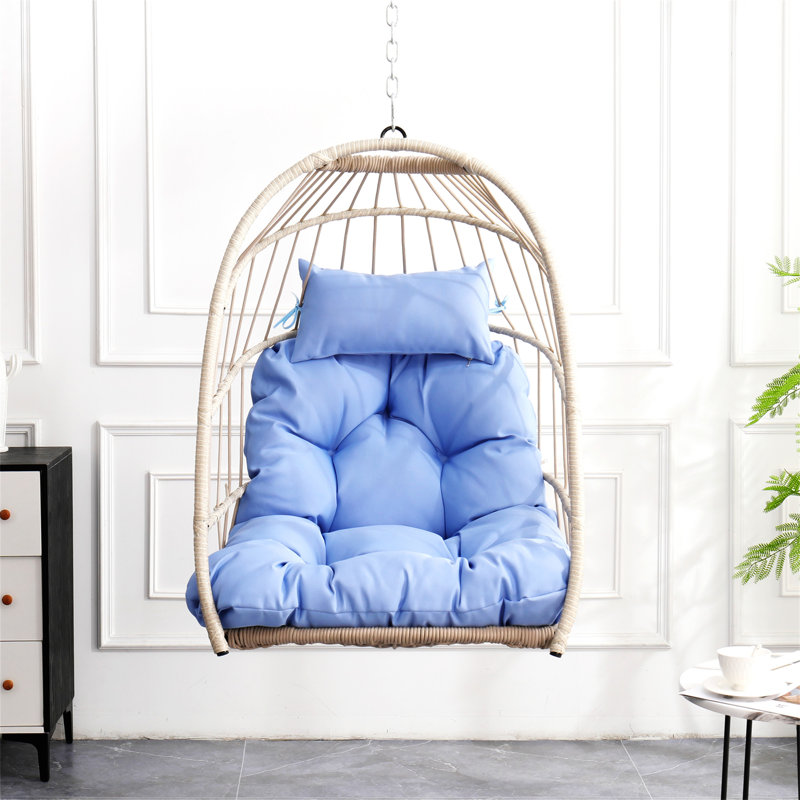 Fauteuil balançoire en rotin PE, Mauve / beige / brun