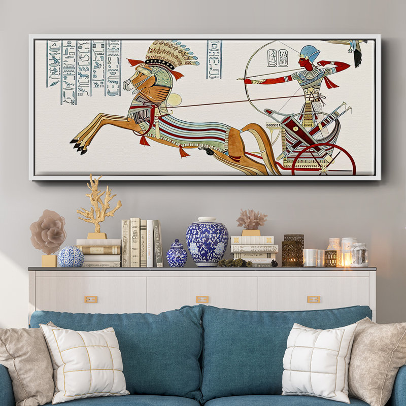 Egyptian Chariots I- Framed Canvas, 20" H x 50" W